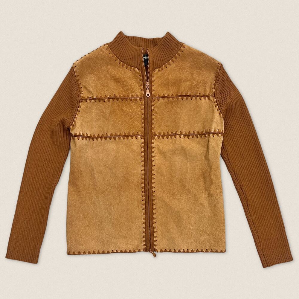 Vintage 60s 70s Suede Leather Wool Blend Zip Lightweight Jacket Large High Point